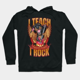 Funny cute Teacher rocks Doxie rocks  weiner dog Rock in school Hoodie